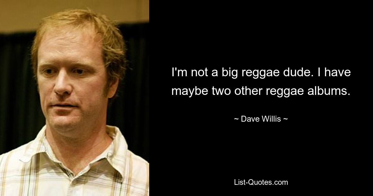 I'm not a big reggae dude. I have maybe two other reggae albums. — © Dave Willis