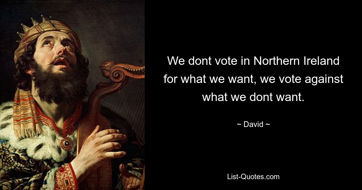 We dont vote in Northern Ireland for what we want, we vote against what we dont want. — © David