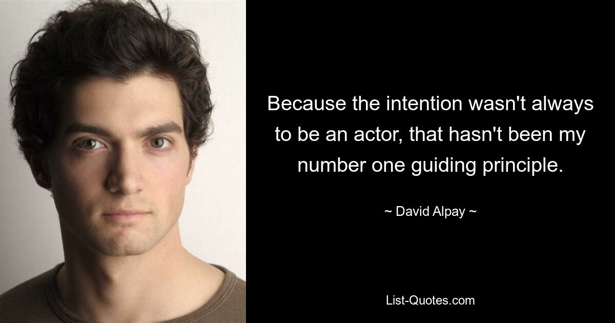 Because the intention wasn't always to be an actor, that hasn't been my number one guiding principle. — © David Alpay