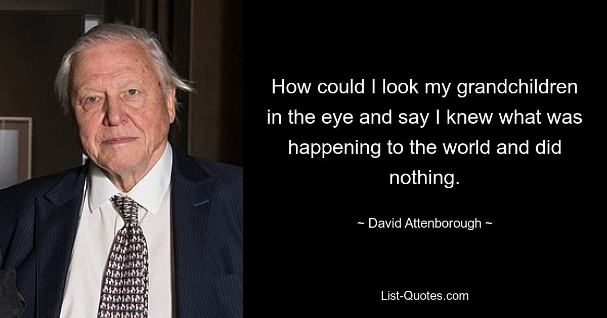 How could I look my grandchildren in the eye and say I knew what was happening to the world and did nothing. — © David Attenborough