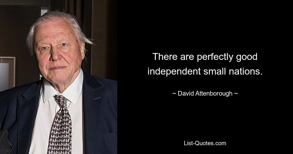 There are perfectly good independent small nations. — © David Attenborough