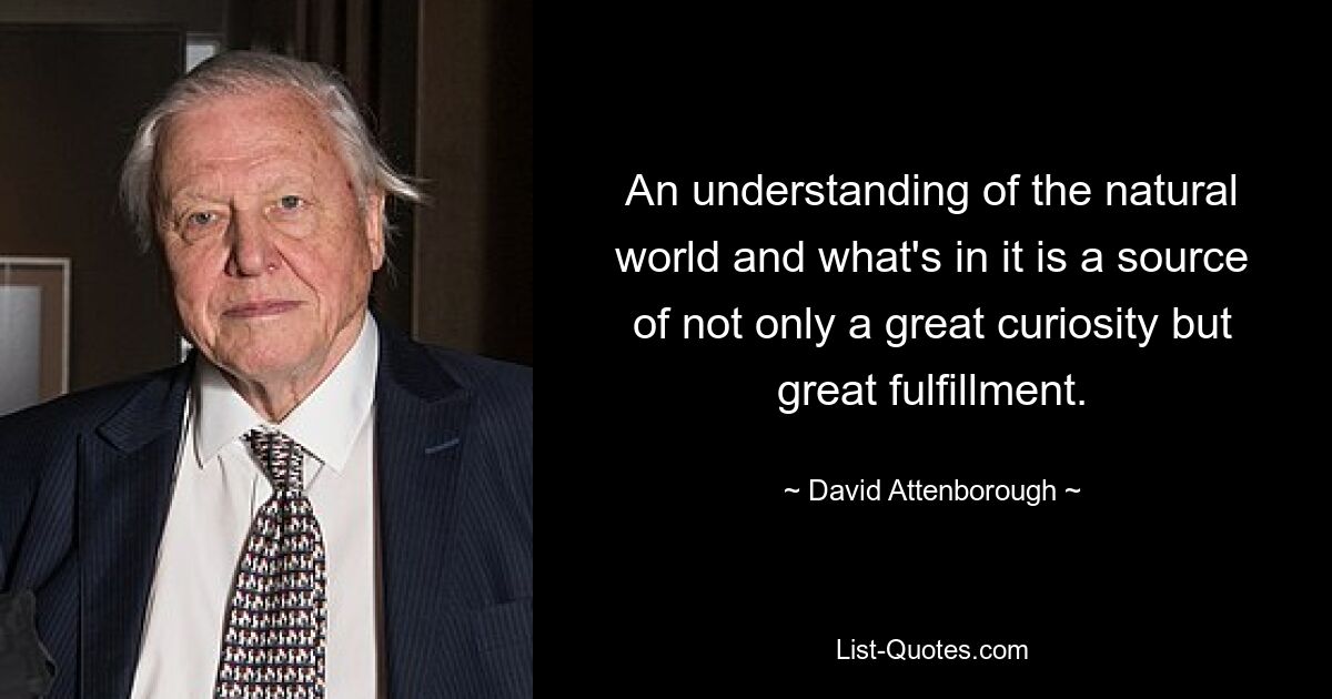 An understanding of the natural world and what's in it is a source of not only a great curiosity but great fulfillment. — © David Attenborough