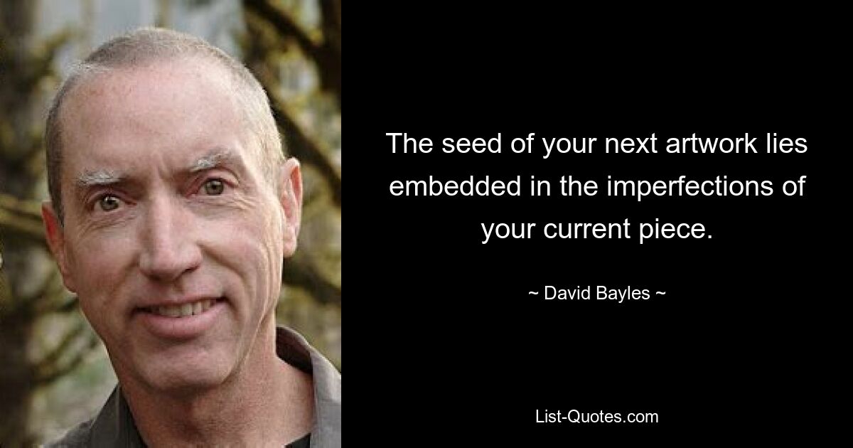 The seed of your next artwork lies embedded in the imperfections of your current piece. — © David Bayles