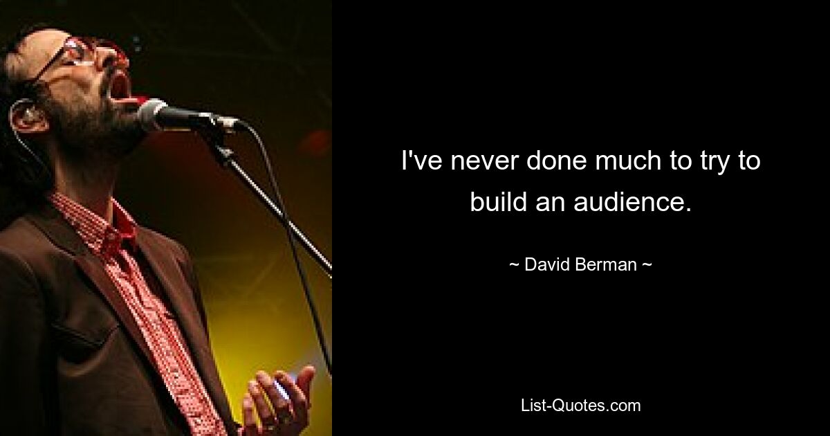 I've never done much to try to build an audience. — © David Berman