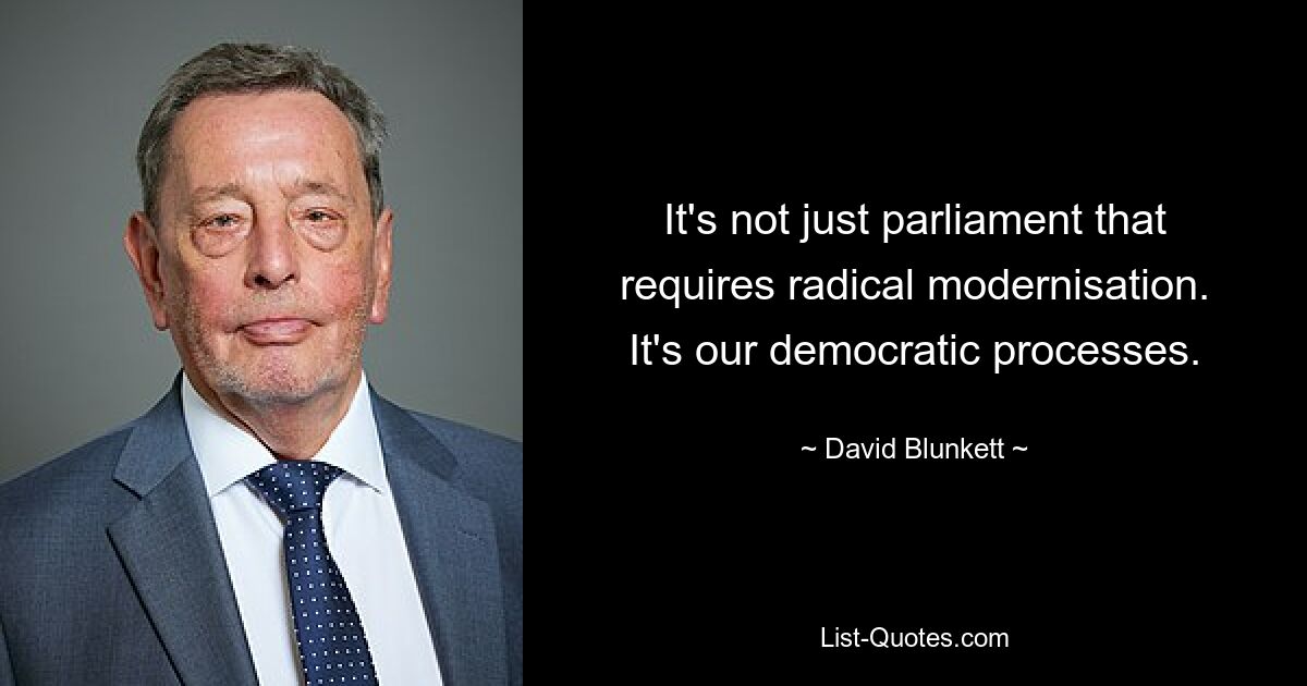 It's not just parliament that requires radical modernisation. It's our democratic processes. — © David Blunkett