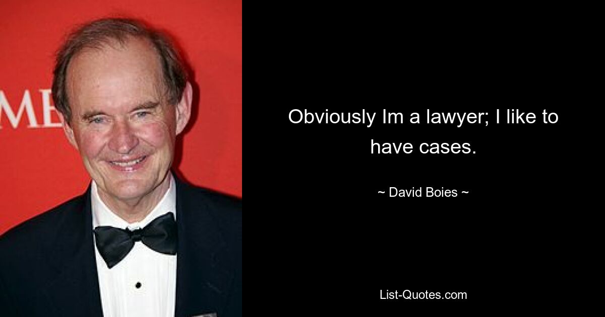 Obviously Im a lawyer; I like to have cases. — © David Boies