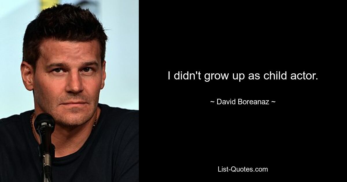 I didn't grow up as child actor. — © David Boreanaz