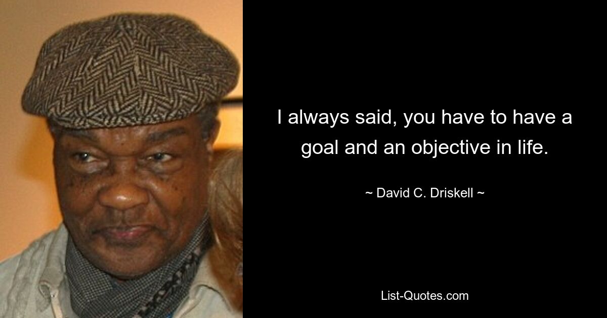 I always said, you have to have a goal and an objective in life. — © David C. Driskell