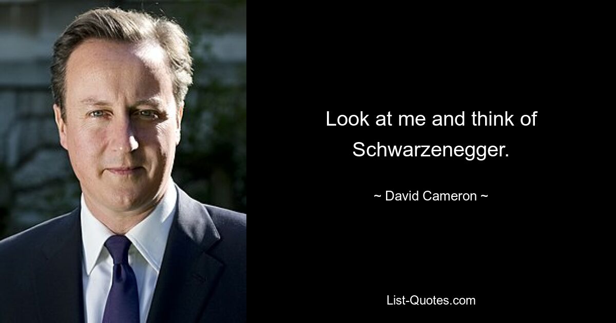 Look at me and think of Schwarzenegger. — © David Cameron