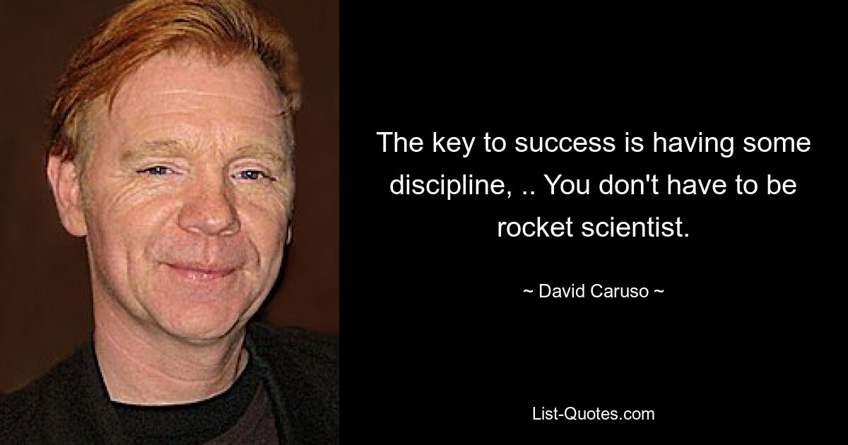 The key to success is having some discipline, .. You don't have to be rocket scientist. — © David Caruso