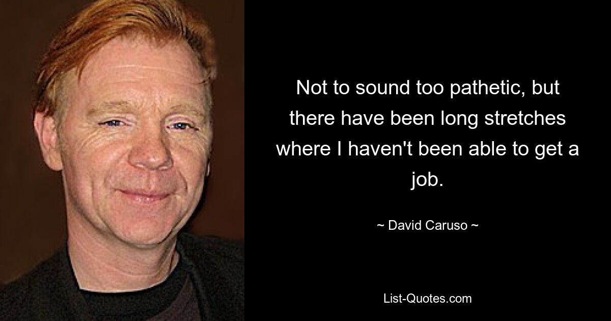 Not to sound too pathetic, but there have been long stretches where I haven't been able to get a job. — © David Caruso