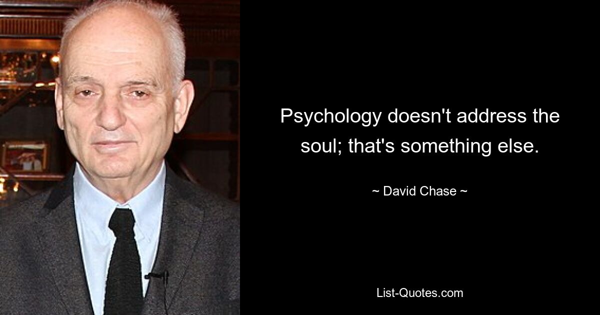 Psychology doesn't address the soul; that's something else. — © David Chase