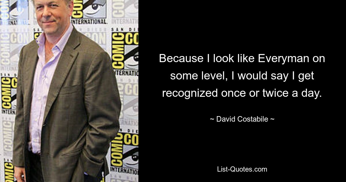 Because I look like Everyman on some level, I would say I get recognized once or twice a day. — © David Costabile