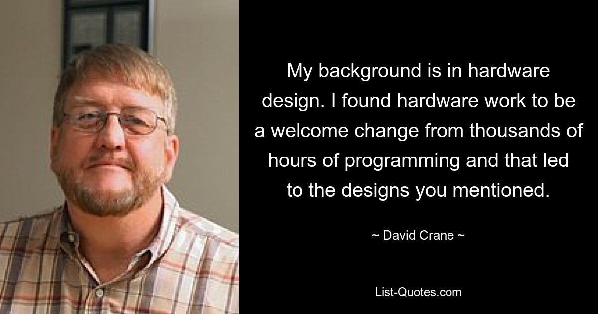 My background is in hardware design. I found hardware work to be a welcome change from thousands of hours of programming and that led to the designs you mentioned. — © David Crane