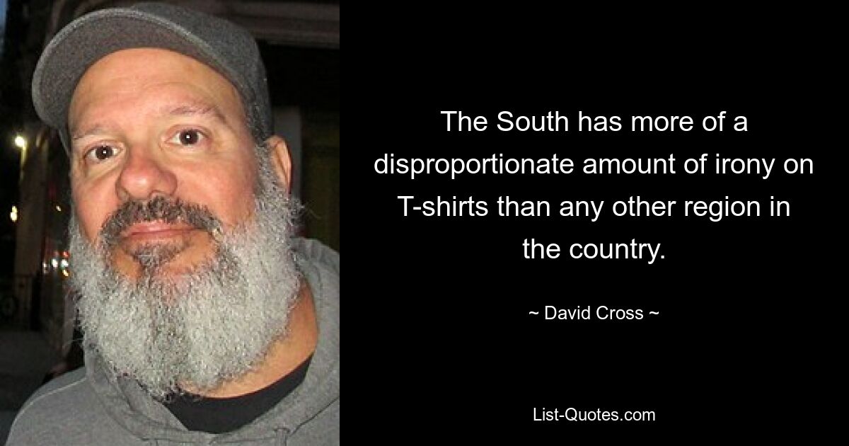 The South has more of a disproportionate amount of irony on T-shirts than any other region in the country. — © David Cross