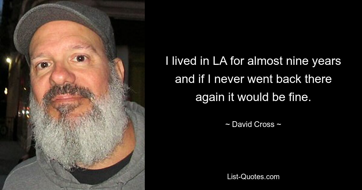 I lived in LA for almost nine years and if I never went back there again it would be fine. — © David Cross