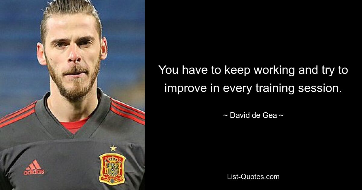 You have to keep working and try to improve in every training session. — © David de Gea