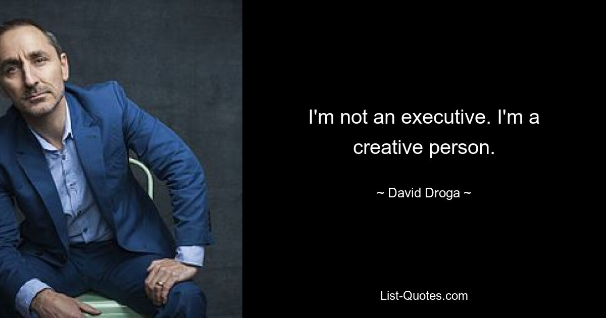 I'm not an executive. I'm a creative person. — © David Droga