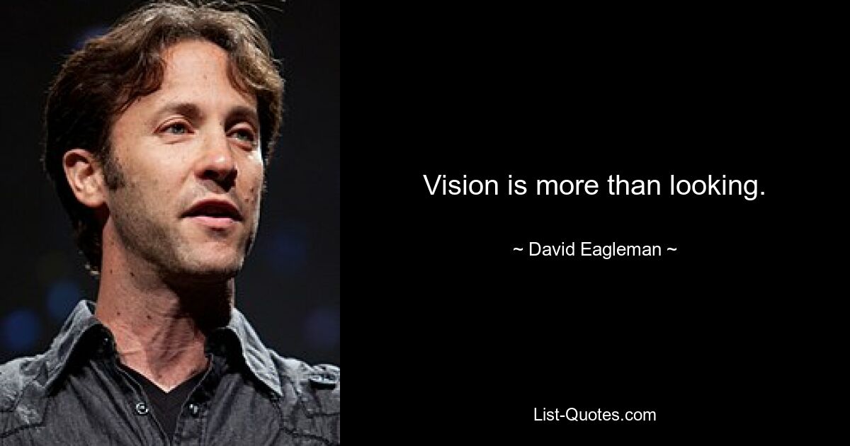 Vision is more than looking. — © David Eagleman