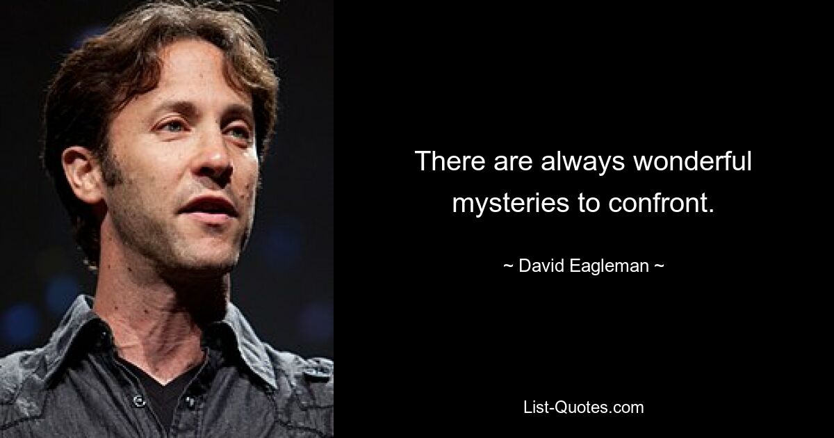 There are always wonderful mysteries to confront. — © David Eagleman