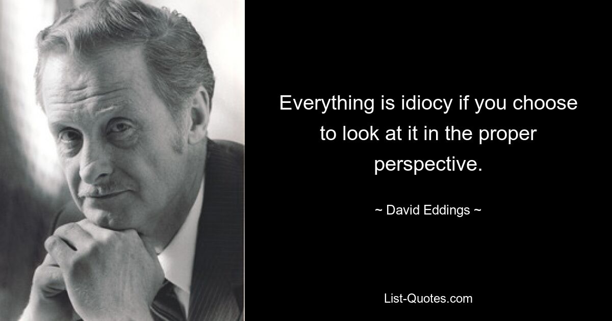 Everything is idiocy if you choose to look at it in the proper perspective. — © David Eddings