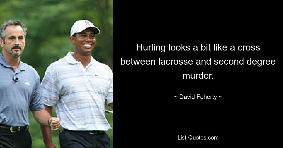 Hurling looks a bit like a cross between lacrosse and second degree murder. — © David Feherty