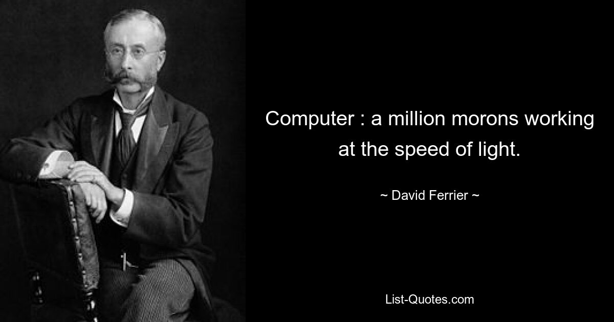 Computer : a million morons working at the speed of light. — © David Ferrier