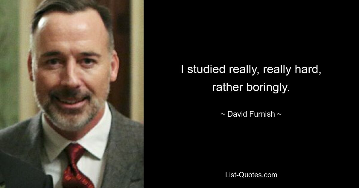 I studied really, really hard, rather boringly. — © David Furnish