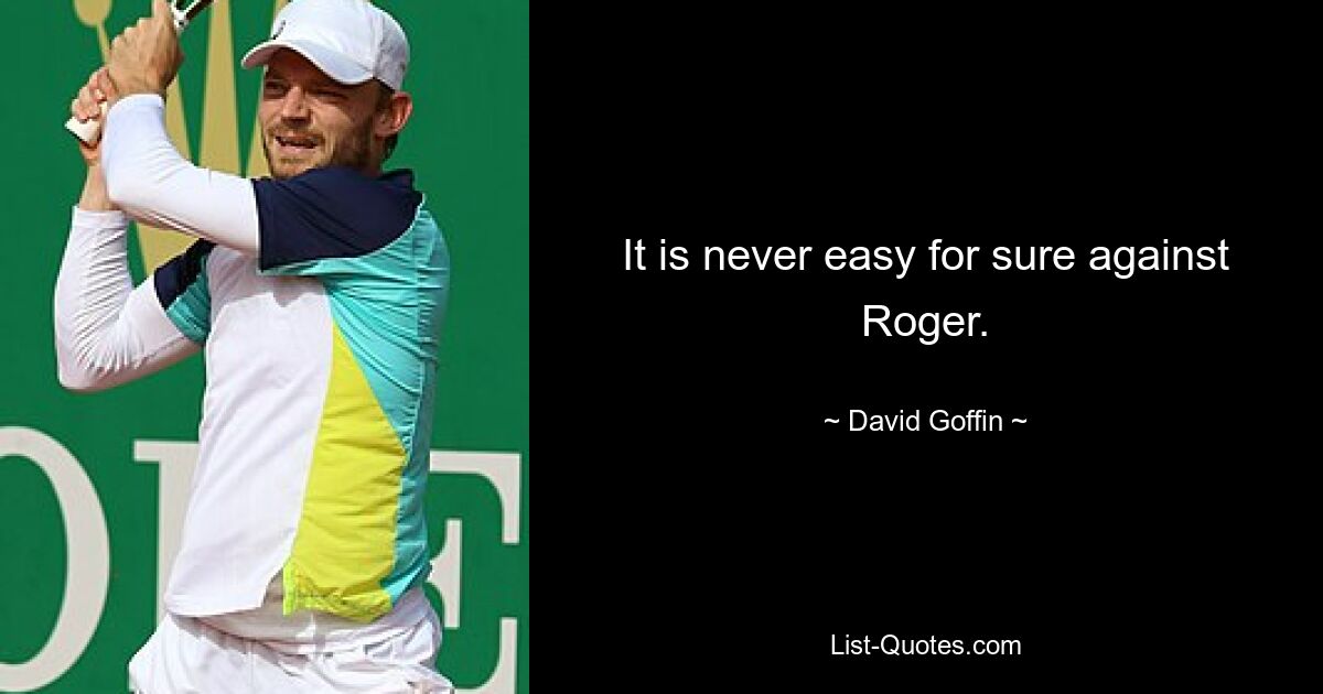 It is never easy for sure against Roger. — © David Goffin