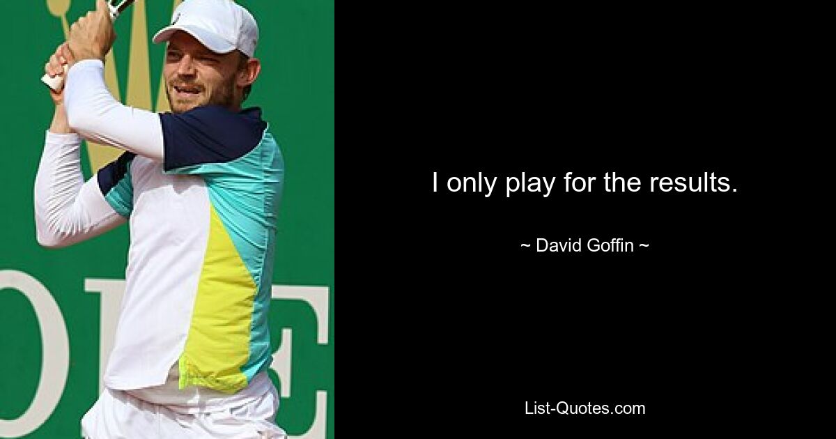 I only play for the results. — © David Goffin