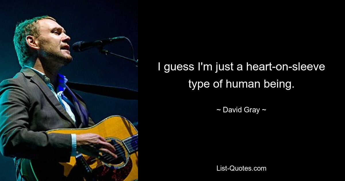 I guess I'm just a heart-on-sleeve type of human being. — © David Gray