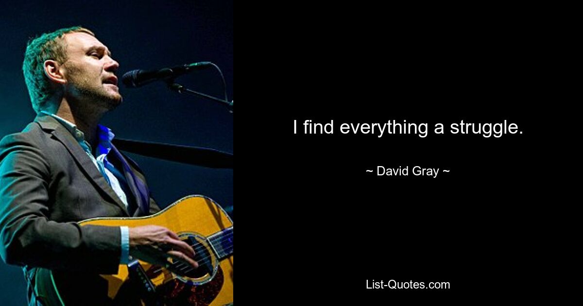 I find everything a struggle. — © David Gray