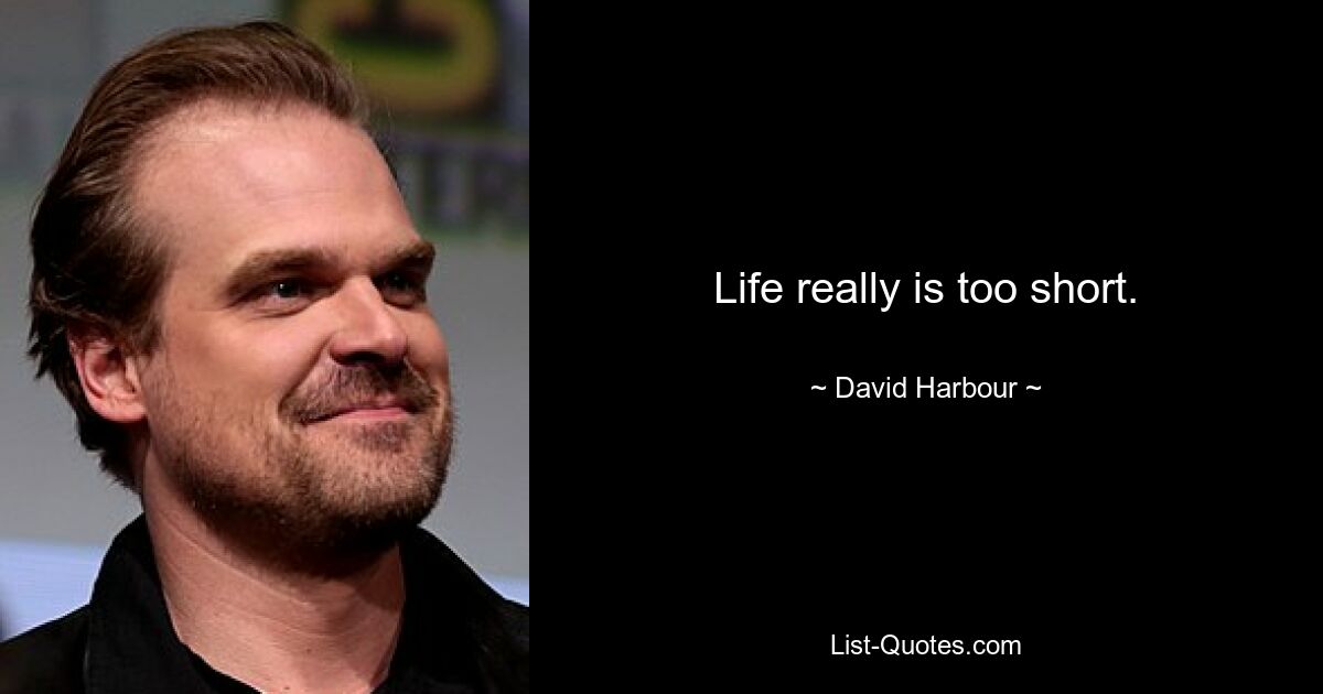 Life really is too short. — © David Harbour