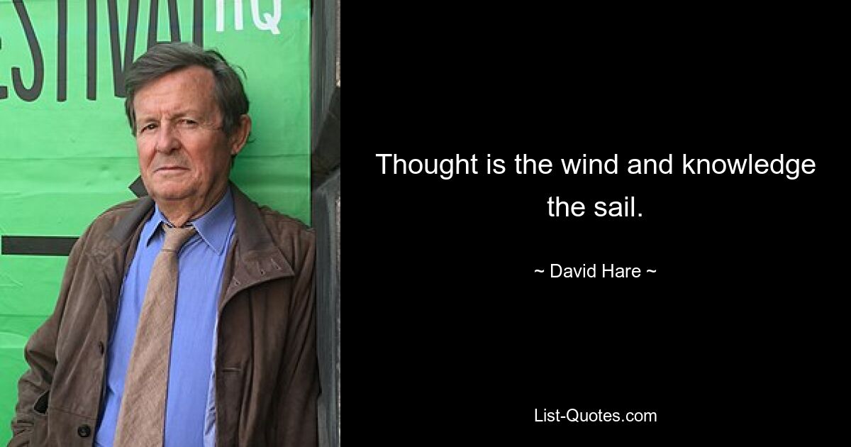 Thought is the wind and knowledge the sail. — © David Hare