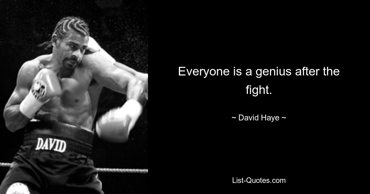 Everyone is a genius after the fight. — © David Haye