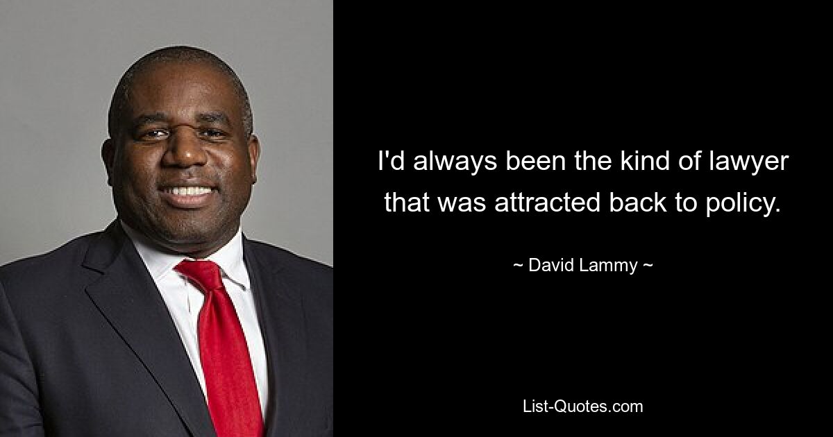 I'd always been the kind of lawyer that was attracted back to policy. — © David Lammy