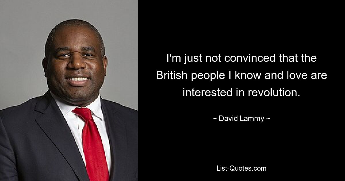 I'm just not convinced that the British people I know and love are interested in revolution. — © David Lammy