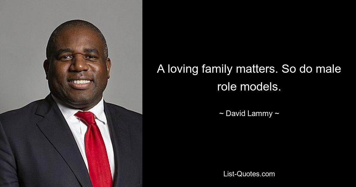 A loving family matters. So do male role models. — © David Lammy