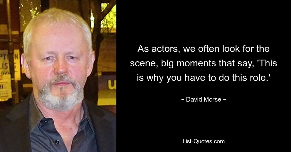 As actors, we often look for the scene, big moments that say, 'This is why you have to do this role.' — © David Morse