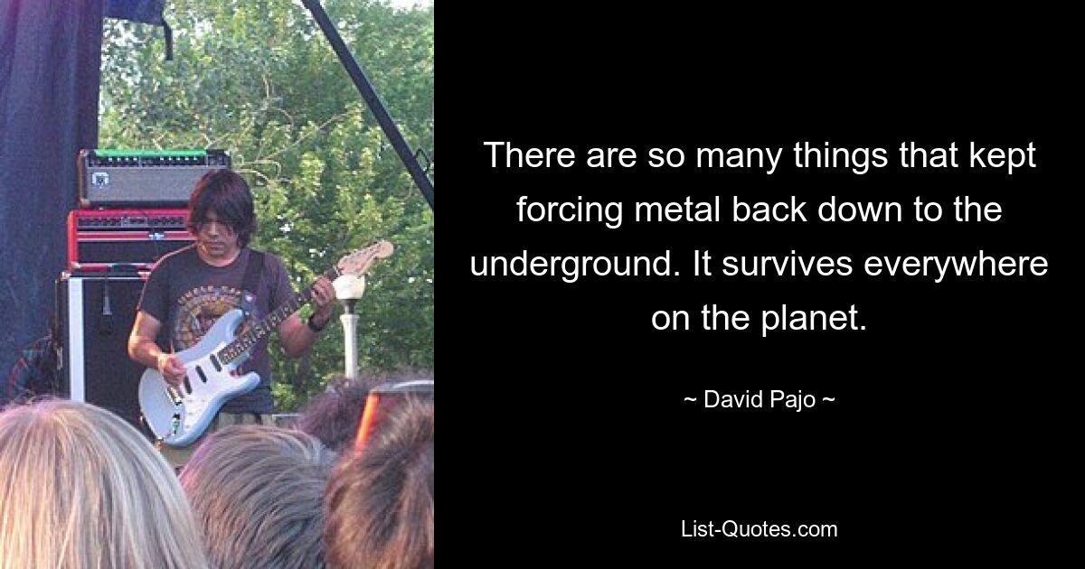 There are so many things that kept forcing metal back down to the underground. It survives everywhere on the planet. — © David Pajo