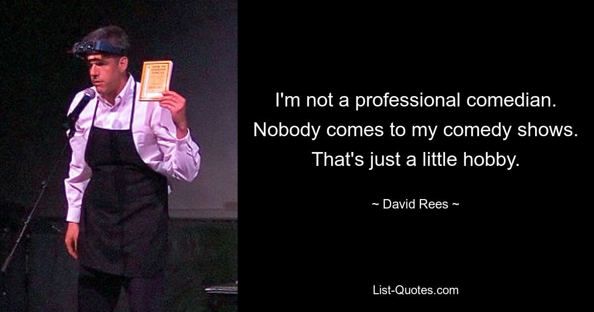 I'm not a professional comedian. Nobody comes to my comedy shows. That's just a little hobby. — © David Rees