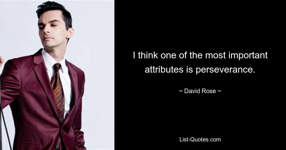 I think one of the most important attributes is perseverance. — © David Rose