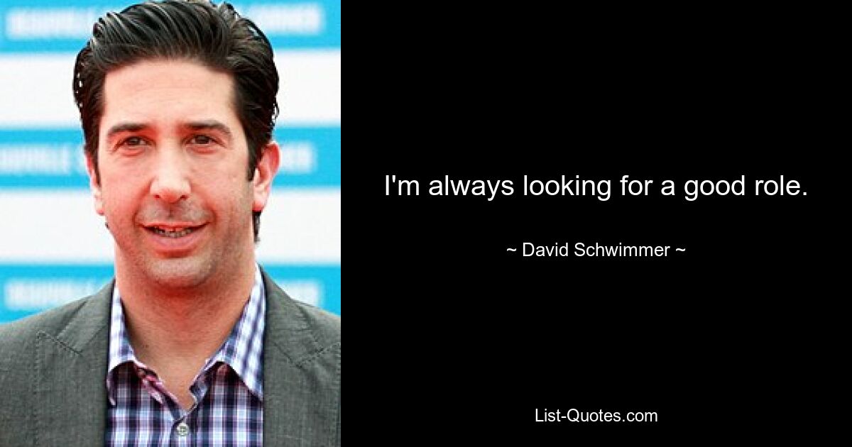 I'm always looking for a good role. — © David Schwimmer