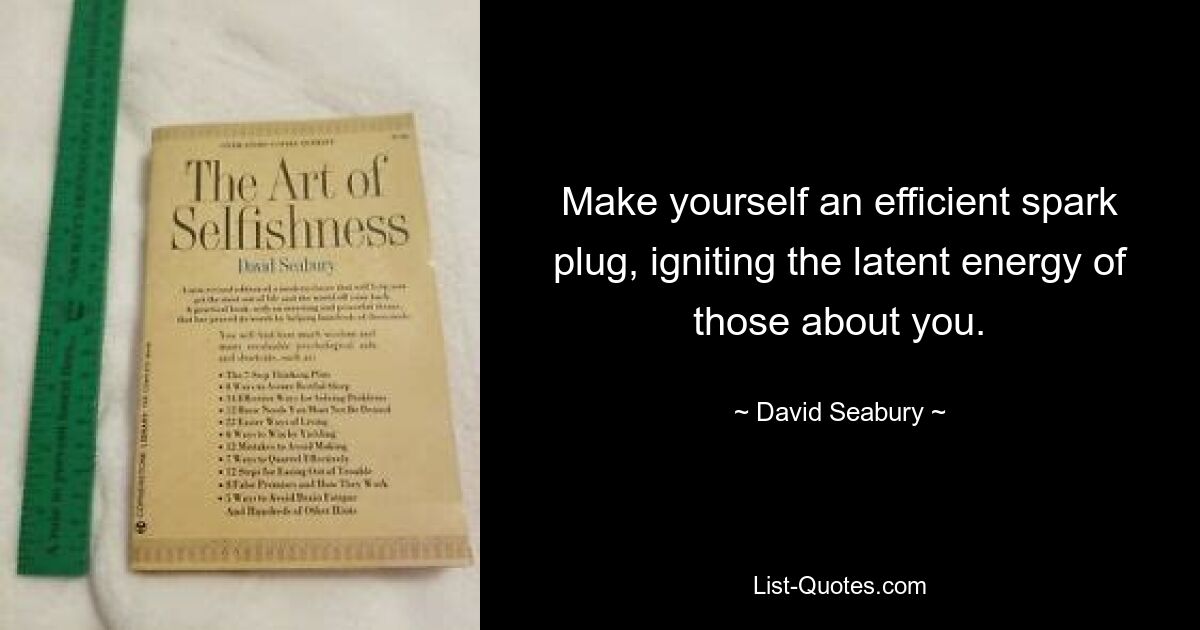 Make yourself an efficient spark plug, igniting the latent energy of those about you. — © David Seabury