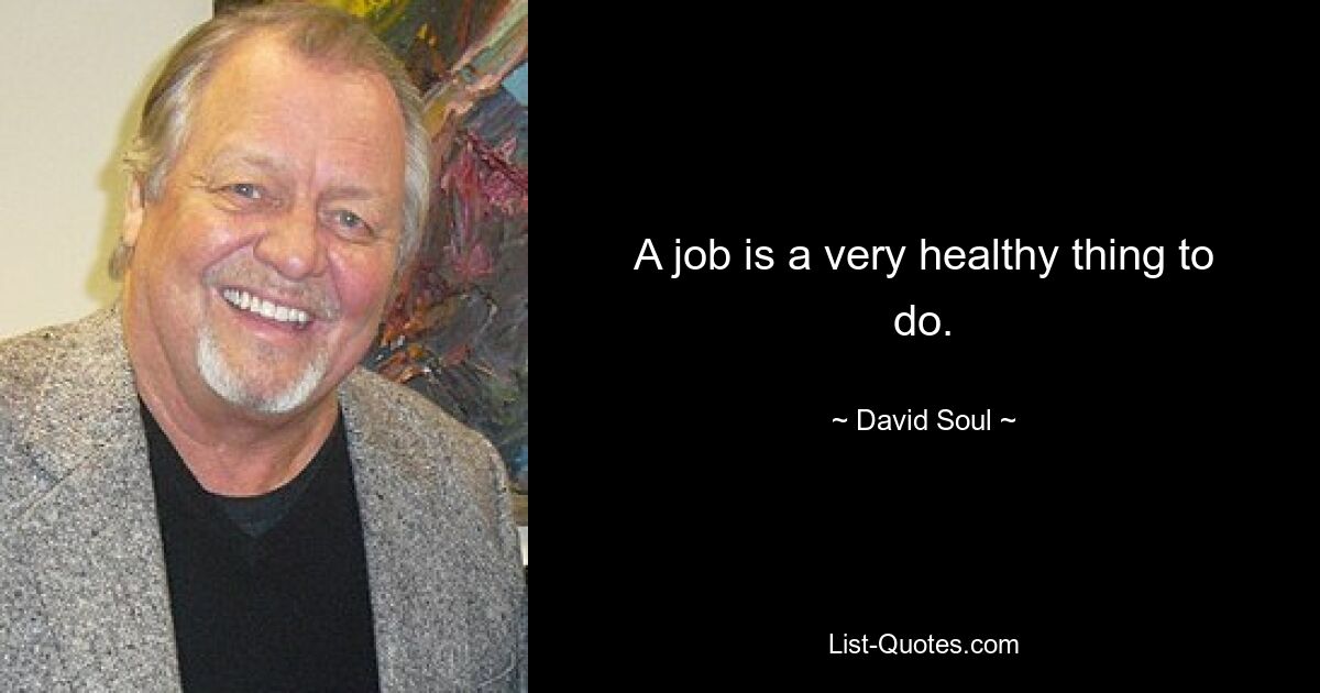 A job is a very healthy thing to do. — © David Soul