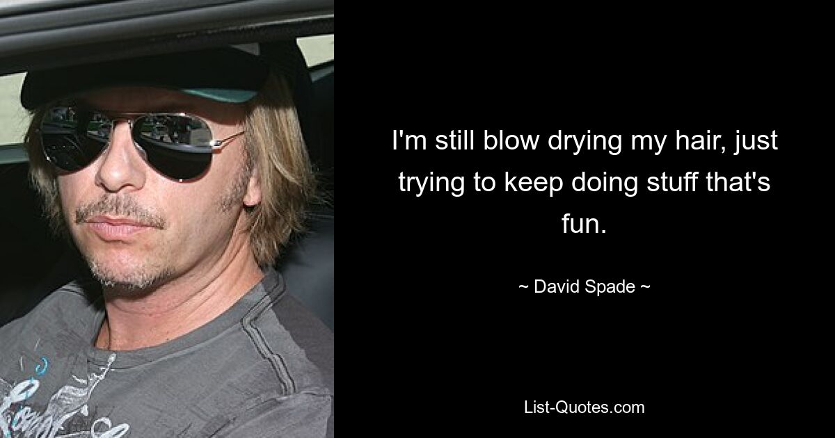 I'm still blow drying my hair, just trying to keep doing stuff that's fun. — © David Spade