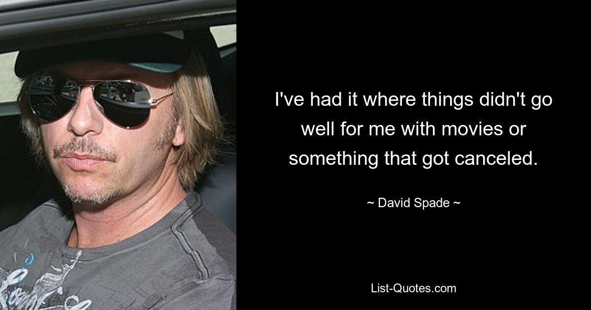 I've had it where things didn't go well for me with movies or something that got canceled. — © David Spade