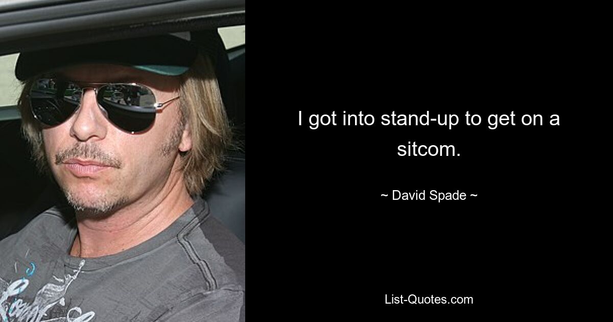 I got into stand-up to get on a sitcom. — © David Spade