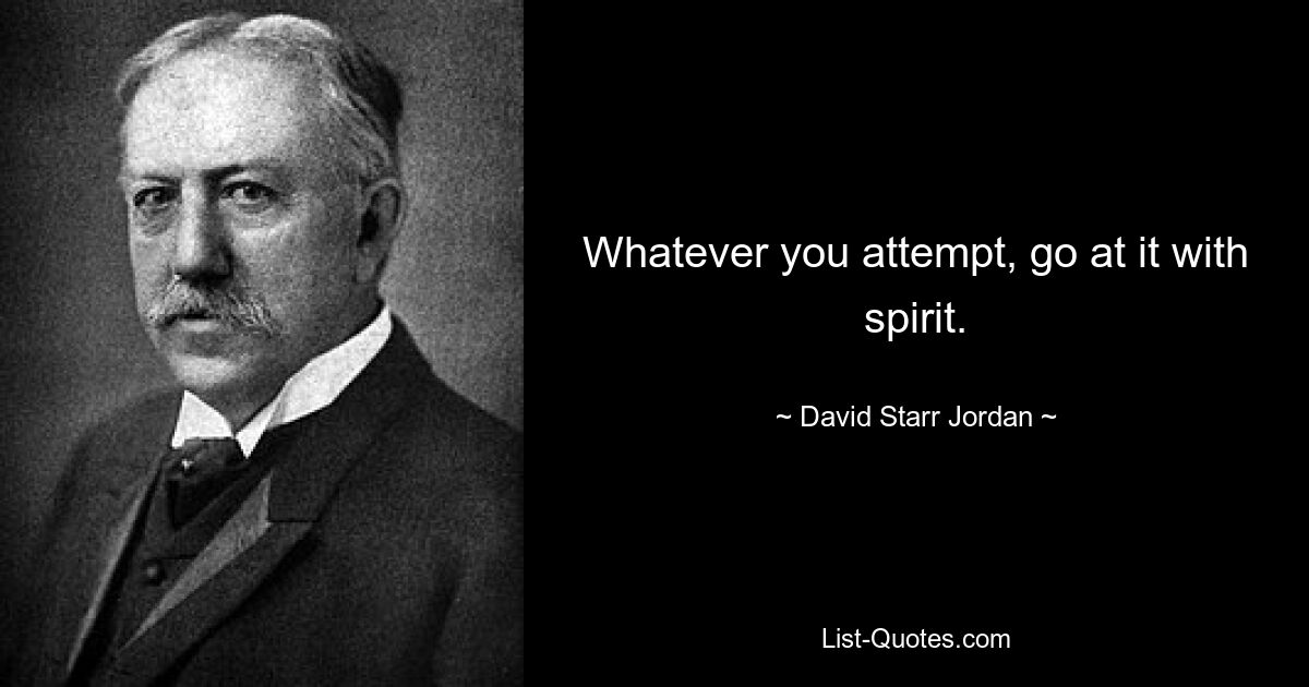 Whatever you attempt, go at it with spirit. — © David Starr Jordan