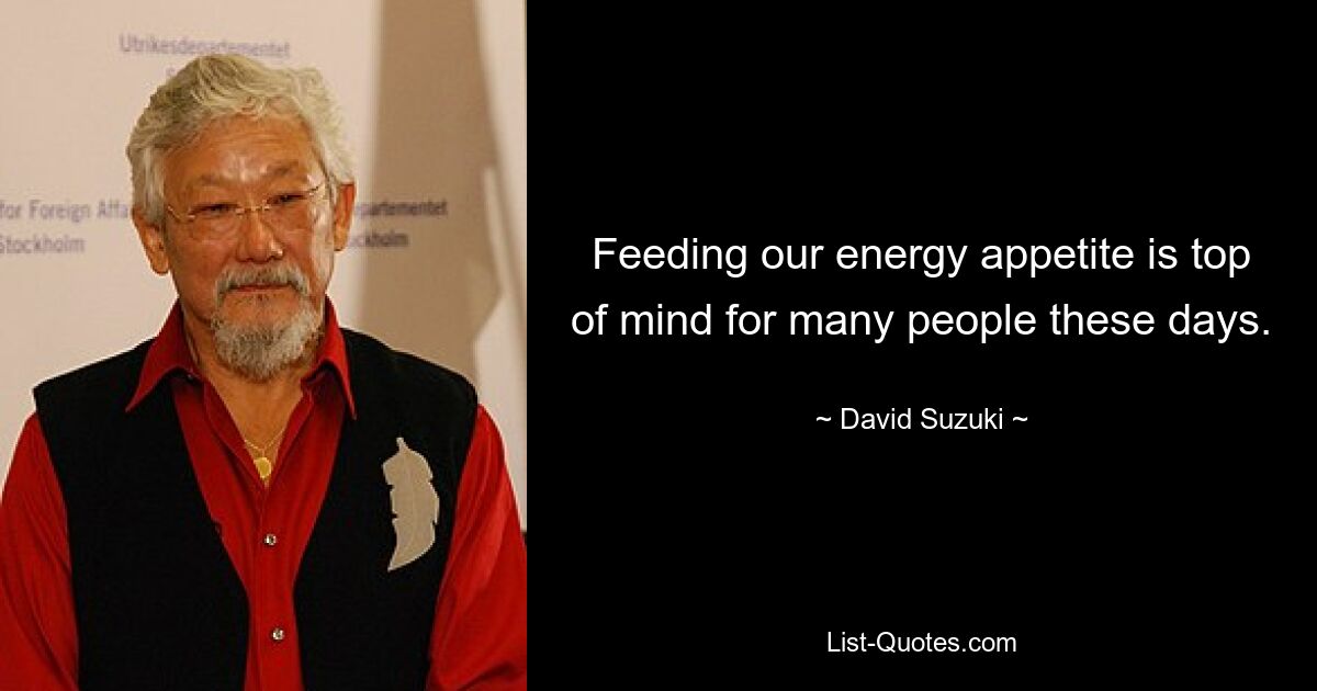 Feeding our energy appetite is top of mind for many people these days. — © David Suzuki